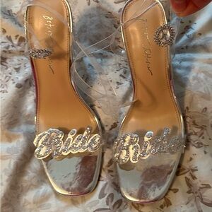 Betsey Johnson Silver 'Bride' Rhinestone Block Heels